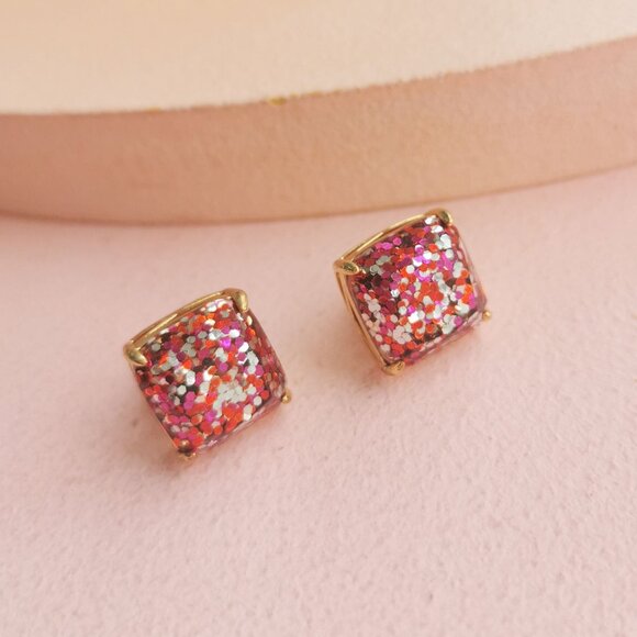 Alicia Bonnie - Sugarcube Purple Glitter Purple Earrings - NEW - Picture 2 of 4